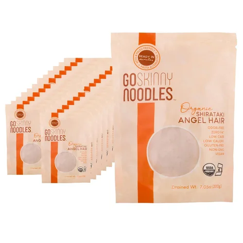 Vista 15 de GoSkinny Noodles Angel Hair (paquete de 6), Shirataki y Konjac orgánico, bajo en carbohidratos, bajo en calorías, sin gluten, vegano, keto, paleo