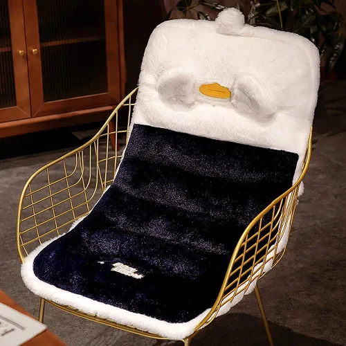 Vista 3 de XGOPTS Cojín de felpa suave de una sola pieza para silla, cojín de respaldo con lazos de fijación, almohadillas gruesas para silla de escritorio