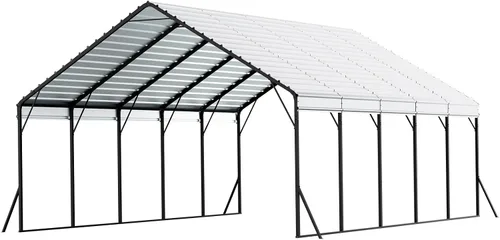 Vista 134 de VEVOR Cobertizo Tienda de Almacenamiento Exterior Portátil Resistente de 6 x 8 x 7 pies, Refugio de Cochera Garaje Impermeable con Puerta Enrollable