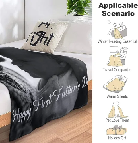 Vista 4 de Manta personalizada, manta personalizada con fotos: fabricada en Estados Unidos, regalos de cumpleaños para papá, mamá de hija o hijo, mantas