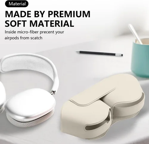 Vista 4 de Maxjoy para Apple Airpods Max Funda inteligente de cubierta, Accesorios de cubierta protectora de cuero PU suave para Airpod Max con modo de sueño