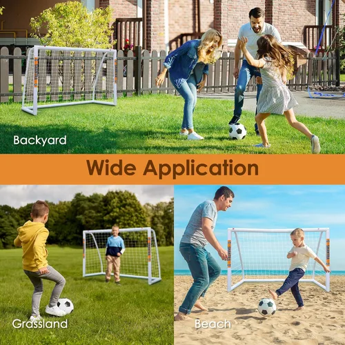 Vista 6 de SHANTRA Portería de fútbol de 12 x 6/10 x 6.5/8 x 5/6 x 4 pies para patio trasero, redes de fútbol de tamaño completo para niños y adultos, portería