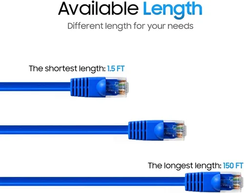 Vista 64 de Cmple - Cable Ethernet Cat5e de 1.5 pies, Cable Patch Ethernet UTP Cat 5e de 350 MHz, Cable LAN de red de 1 Gbps, conectores RJ45, compatible