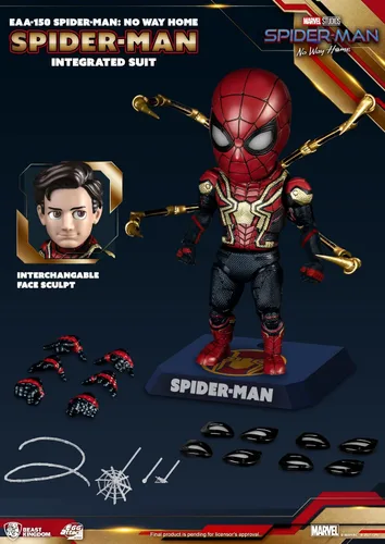 Vista 2 de Beast Kingdom Spider-Man: No Way Home: Spider-Man - Figura de acción de ataque de huevo de traje integrado, multicolor