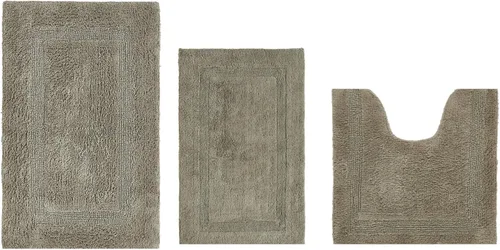 Vista 243 de Better Trends - Juego de 2 alfombras de baño 100% algodón, extra suaves, con borlas, de 17" x 24", alfombra de baño superabsorbente y reversible