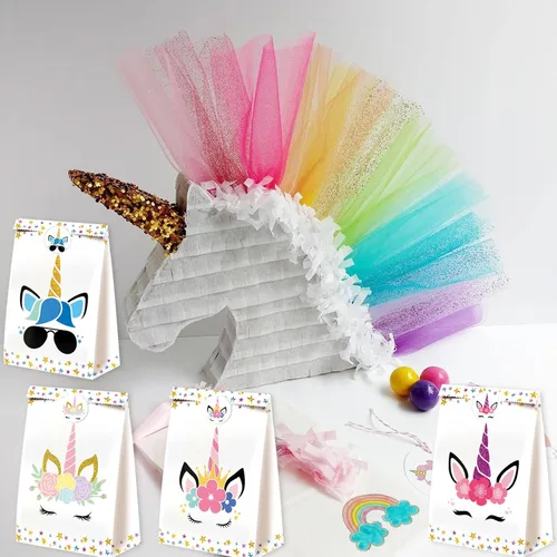 Vista 5 de 24 bolsas de dulces de unicornio – Bolsas de unicornio para decoración de cumpleaños de niñas