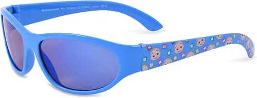 Vista 6 de CoComelon Gafas de sol para niños con estuche de transporte, gafas de sol para niños pequeños, Azul Patchwork, 55mm