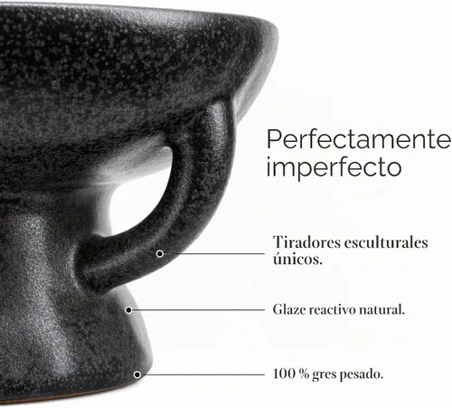 Vista 9 de Creative Co-Op Cuenco de gres con mango y base, esmalte reactivo negro