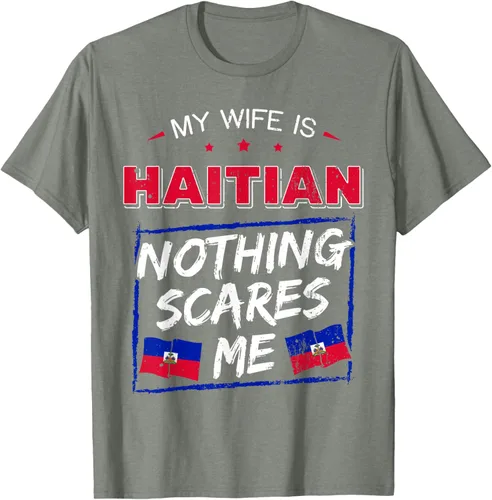 Vista 65 de My Wife Is Haitian Republic of Haiti Heritage Roots - Camiseta con bandera, Negro, S