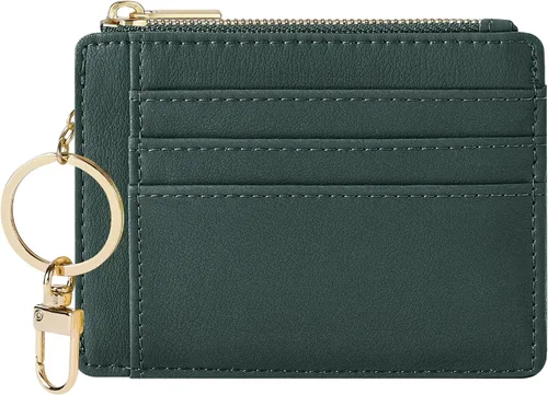 Vista 16 de Sodsay Estuche para tarjetas, cartera delgada con bolsillo frontal, para mujer, sujetatarjetas con llavero Slim, Front Pocket, Credit Card Holder