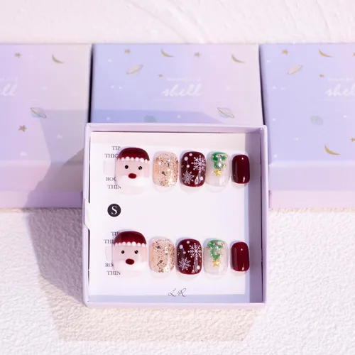 Vista 24 de LIGHT RAIN - Uñas a presión medianas con diseño de galaxia Andromeda, de lujo, reutilizables, de siete capas, con acabado UV, uñas postizas hechas a