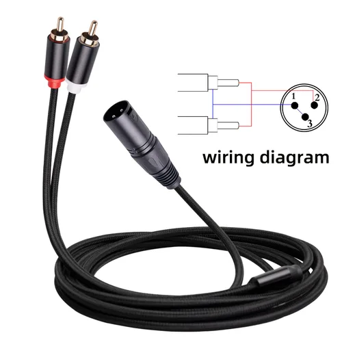 Vista 6 de Cable de micrófono con parche y divisor en Y doble RCA a XLR macho de 3 pies, 1 cable adaptador en Y macho XLR a 2 RCA macho