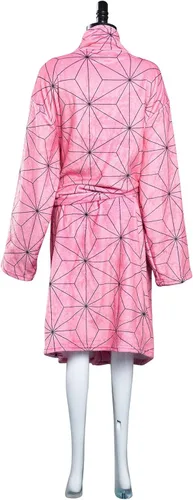 Vista 6 de Gonriya Tanjiro - Bata de baño para cosplay Tanjiro Kamado pijama de forro polar coral