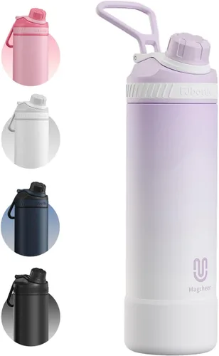 Vista 23 de Botella de agua aislada de 24 onzas, acero inoxidable al vacío de doble pared, diseño de boca ancha, botella reutilizable a prueba de fugas