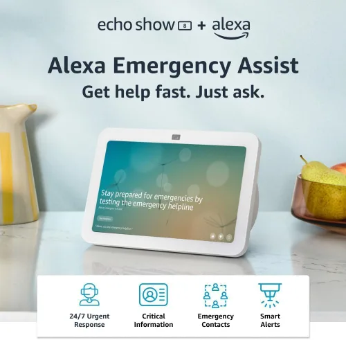 Vista 9 de Amazon Echo Show 8, Con audio espacial, hub de Smart Home y Alexa, Carbón