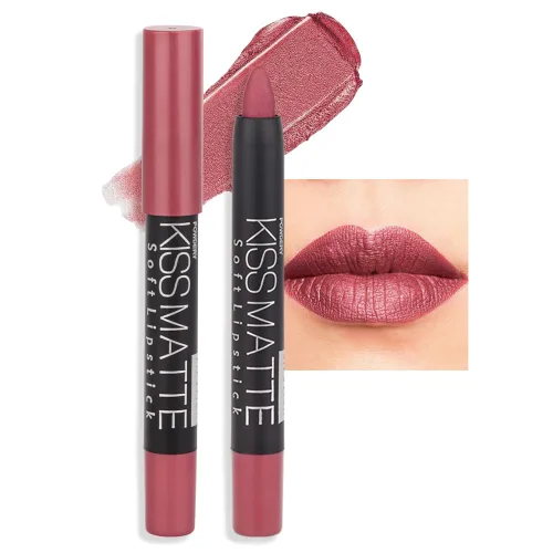 Vista 34 de evpct 3 piezas de lápiz crayón delineador de labios mate metálico rosa natural ligera y lápiz labial Set de larga duración impermeable que coincide