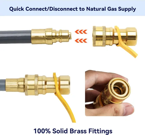 Vista 4 de Skyflame Kit de conversión de gas natural de 12 pies, manguera de propano a gas natural con conexión rápida, montaje para parrilla, generador