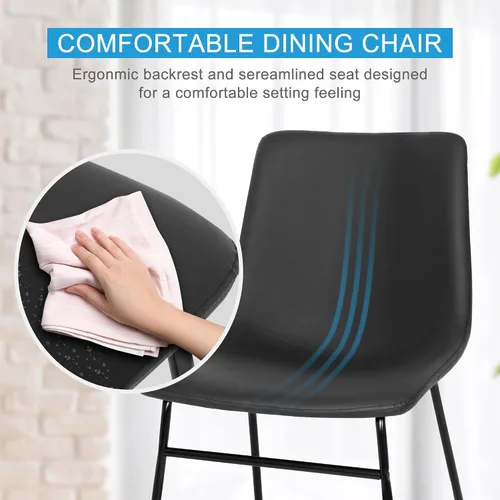 Vista 5 de SUPER DEAL Juego de 2 sillas de comedor para cocina y comedor de 18.3 pulgadas, estilo de mediados de siglo, modernas, de piel sintética, sillas