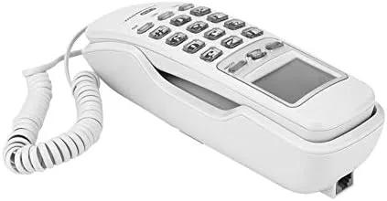 Vista 2 de Teléfono con cable, teléfono de montaje en pared de escritorio con pantalla de llamada de sonido claro Soporte de un botón de redireccionamiento