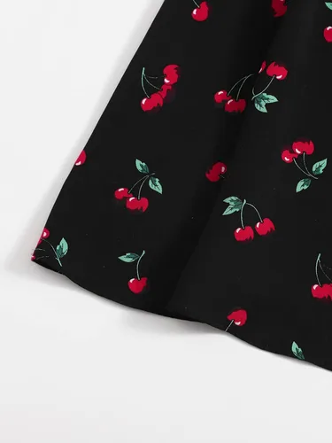 Vista 5 de Floerns - Vestido corto acampanado, para mujer, para verano, con cordón, escote de corazón y manga abullonada