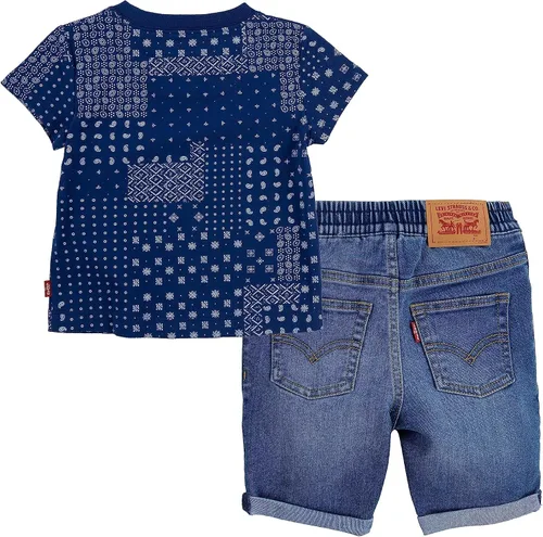 Vista 2 de Levi's Conjunto de 2 piezas de camiseta gráfica y pantalones cortos para bebé
