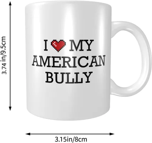 Vista 2 de Tazas de café con texto en inglés "I Love My American Bully", taza de café para regalo