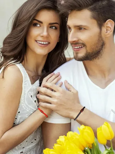 Vista 5 de choice of all Pulseras a juego para parejas, pulseras para parejas, pulseras de protección de cuerda roja, pulseras de promesa para novio, novia