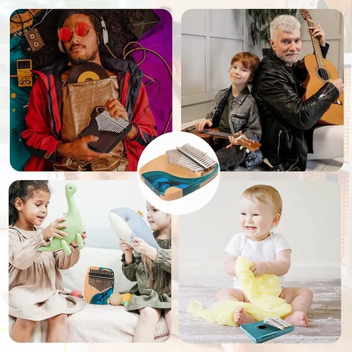 Vista 8 de Kalimba - Piano de pulgar de 17 teclas, piano portátil de dedo Mbira, regalos para niños y adultos, instrumento musical, pianos de pulgar, 17