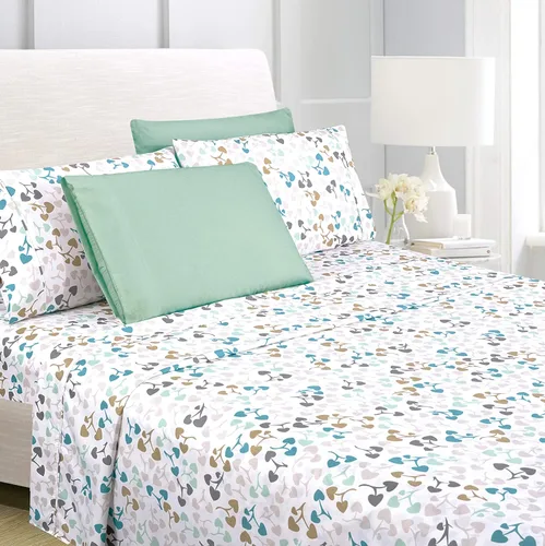 Vista 25 de American Home Collection - Juego de sábanas y fundas de almohada estampadas de 6 piezas, con 14 pulgadas de caída; sábanas de microfibra con doble
