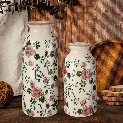 Vista 8 de 2 piezas de jarrones pequeños de cerámica, jarrones rústicos de granja, jarrones boho, decoración del hogar para tu cocina, dormitorio, oficina