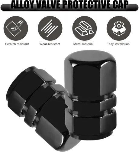 Vista 3 de 12 tapas de vástago de válvula de neumático de automóvil, tapas de vástago de válvula de rueda hexagonales cromadas de aleación de aluminio