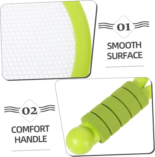 Vista 7 de LIOOBO Raqueta de tenis ligera para principiantes, raquetas de plástico en verde amarillo juego de captura al aire libre para niños que mejoran