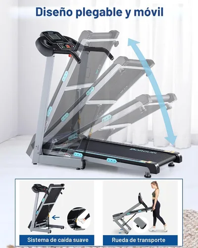 Vista 7 de BORGUSI Cinta de correr con inclinación automática, capacidad de 300 libras, cinta de correr eléctrica plegable de 3.0 HP de hasta 8.5 MPH
