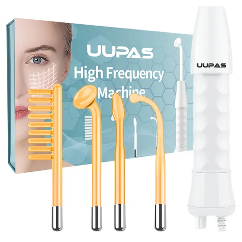 Vista 8 de UUPAS - Varita facial de alta frecuencia, portátil de mano 4 en 1, máquina facial azul de alta frecuencia con 4 tubos azules diferentes para uso