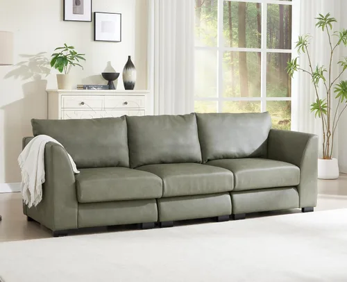 Vista 3 de EALSON Sofá modular seccional asiento medio sofá modular de cuero sintético Asiento individual pieza seccional con funda extraíble verde verde