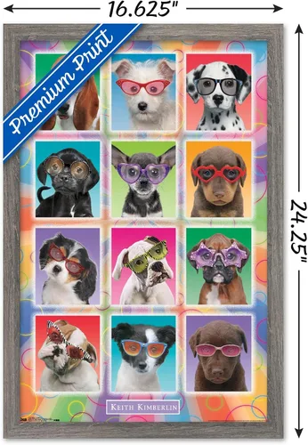 Vista 3 de Trends International Keith Kimberlin - Póster de pared con diseño de cachorros, gafas de sol, 14.725 x 22.375 pulgadas, versión enmarcada de madera