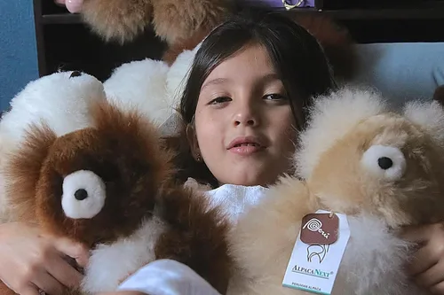 Vista 5 de Oso de Peluche de Alpaca Bebé Suave y Tierno - 9 pulgadas. Animal de Peluche de Alpaca Premium Hecho a Mano con Piel Auténtica de Alpaca. Lindo Oso