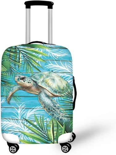 Vista 20 de COEQINE Funda para equipaje de viaje, protector de maleta, funda de equipaje lavable, tamaño S-XL (18-32 pulgadas), Blue Capy Bara Swim, L