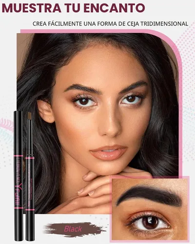 Vista 2 de Yfulfill Lápices de cejas negros para cabello negro, cejas más definidas Lápiz de cejas impermeable color negro para cabello naturalmente negro.