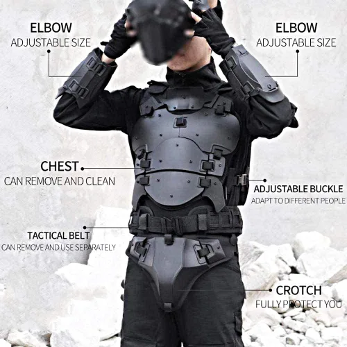 Vista 4 de Chaleco de armadura de Airsoft, chaleco de armadura, ajustable, táctico Molle, juego de protector de pecho, equipo de combate de paintball, disfraz