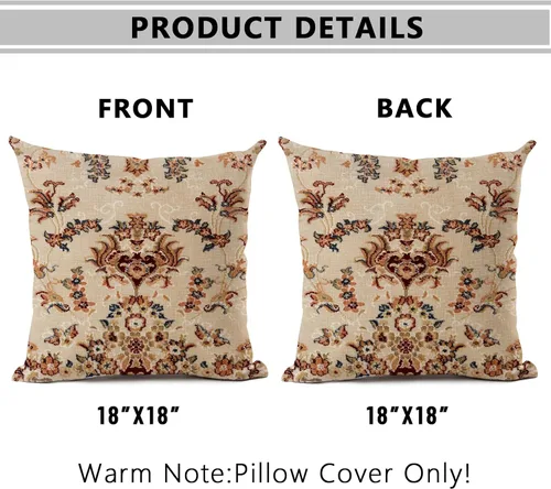 Vista 2 de eshabear 2 fundas de almohada de 18 x 18 pulgadas, diseño antiguo (18 x 18 pulgadas, textil ornamental tradicional)