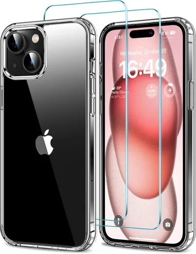 Vista 53 de HOOMIL Funda para iPhone 11 con 2 protectores de pantalla de vidrio templado, no amarillea, protección contra caídas, arañazos, transparente, parte