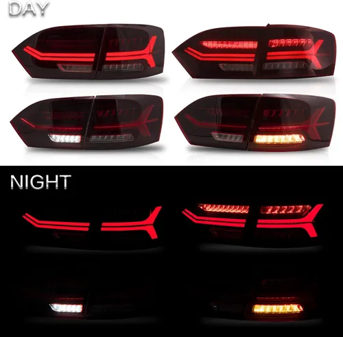 Vista 4 de VLAND Luces traseras LED para Jetta Sagitar 12-14 2011-2014 (no compatible con GLI y versión LED), montaje completo de lámpara trasera LED, rojo