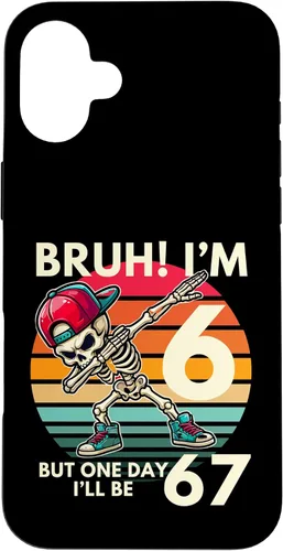 Vista 23 de Bruh I'm 6 But One-Day I'll Be 67 Retro 6th Birthday Kids Case for iPhone XR
