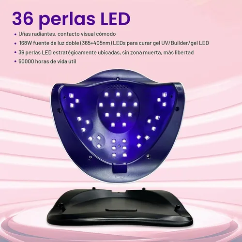 Vista 2 de eodci Lámpara de uñas LED UV de 168 W, luz UV para secador de uñas de gel, lámpara de curado de esmalte de uñas, sensor automático, luz profesional