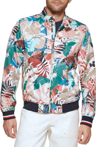 Vista 19 de Tommy Hilfiger Chaqueta bomber ligera Varsity de punto acanalado para hombre Verde militar
