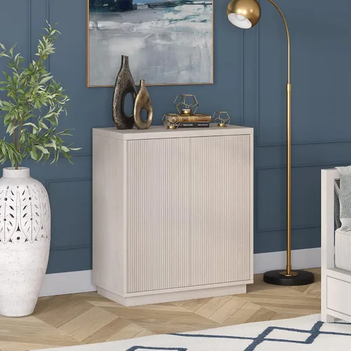 Vista 2 de Henn&Hart Alston - Armario Accent, 28 pulgadas de ancho, blanco aliso Fluted doors and clean lines create modern charm, with hidden storage, an
