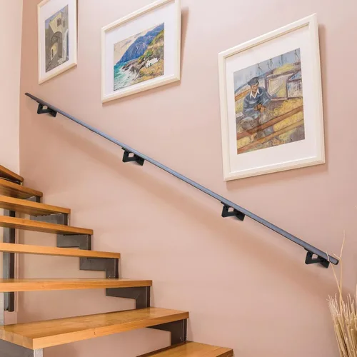 Vista 6 de RealPlus Soportes de pasamanos ajustables resistentes giratorios cuadrados para escaleras de escalera, paquete de 3