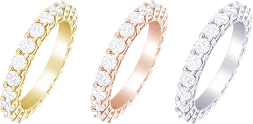 Vista 5 de Houston Diamond District 2 to 6 Carat Round Cut LAB GROWN Diamond Ladies Eternity Wedding Anniversary Stackable Ring Band (E-F Color VS2-SI1 Clarity)