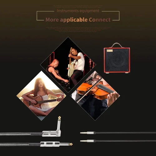 Vista 6 de SUNYIN Cable de amplificador de guitarra de 20 pies con adaptador, guitarra eléctrica a amplificador, estéreo de 0.138 in y 0.256 in, 4 púas